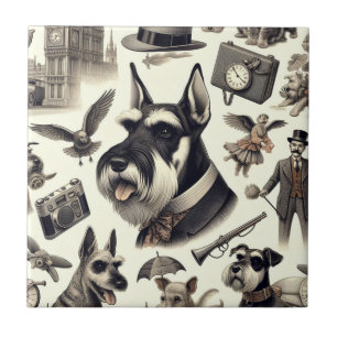 Azulejo Vintage Schnauzer Seamless