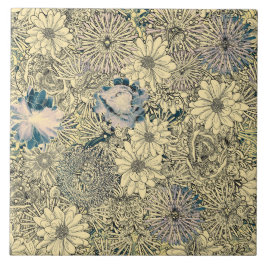 Azulejo Vintage Sepia Floral