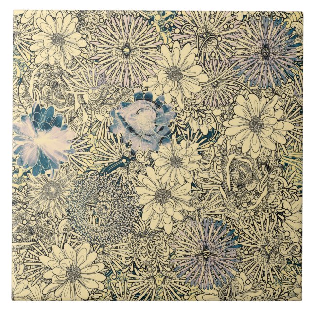 Azulejo Vintage Sepia Floral (Frente)