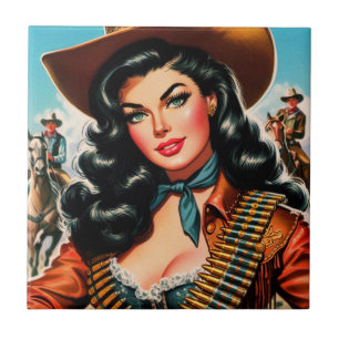Azulejo Vintage Sheriff Pin-up
