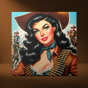 Azulejo Vintage Sheriff Pin-up