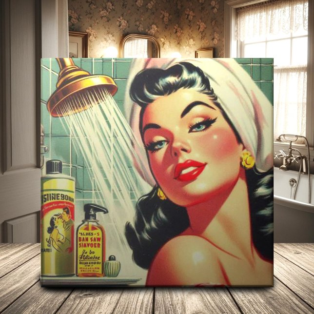 Azulejo Vintage Shower Pin Up (Subido por el creador)