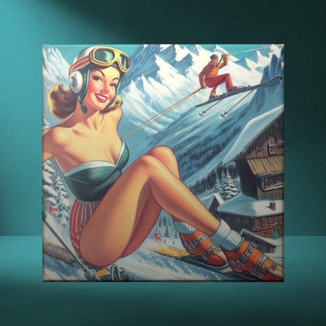 Azulejo Vintage Ski Pin Up (Subido por el creador)