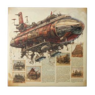 Azulejo Vintage Steampunk Zeppelin (11)