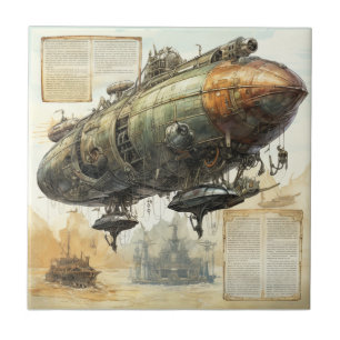 Azulejo Vintage Steampunk Zeppelin (8)