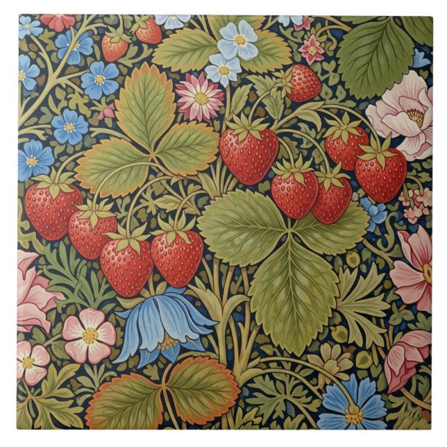 Azulejo Vintage Strawberries and Flowers  (Frente)