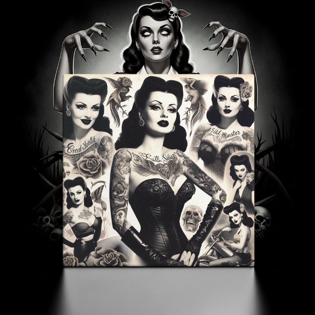 Azulejo Vintage Tattooed Goth Woman Collage (Subido por el creador)