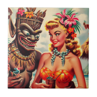 Azulejo Vintage Tiki Pin-up