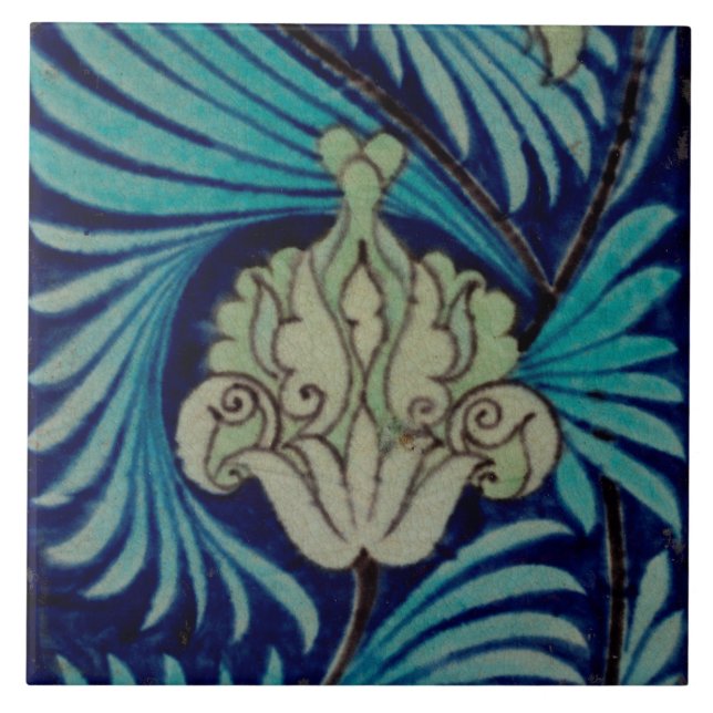 Azulejo Vintage Tudor Rosa por William De Morgan (Frente)