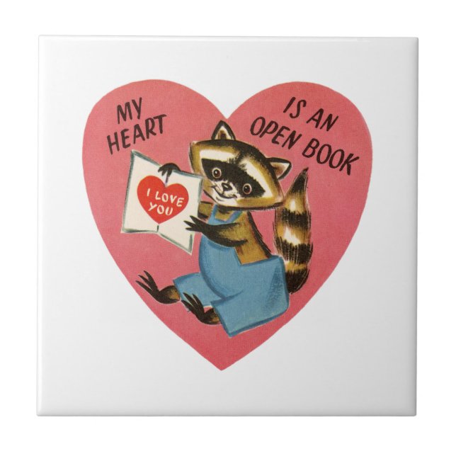 Azulejo Vintage Valentine Raccoon (Frente)