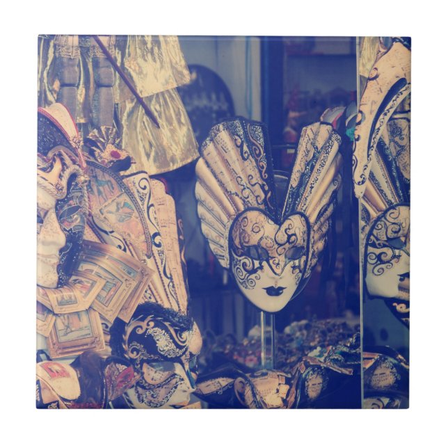 Azulejo Vintage Venetian carnival masks (Frente)