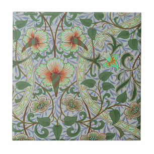 Azulejo Vintage Verde Narciso Floral William Morris