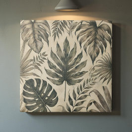 Azulejo Vintage Watercolor Tropical Verde Botánico Floral
