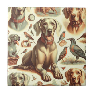 Azulejo Vintage Weimaraner Seamless