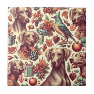 Azulejo Vintage Weimaraner Seamless Ilustracion