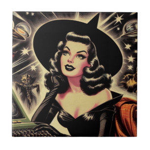 Azulejo Vintage Witch Pin Up
