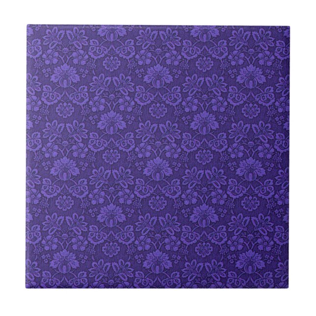 Azulejo Violet Vintage Damask Pattern (Frente)