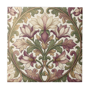 Azulejo Violeta Victoriana Crema Floral Ornata 