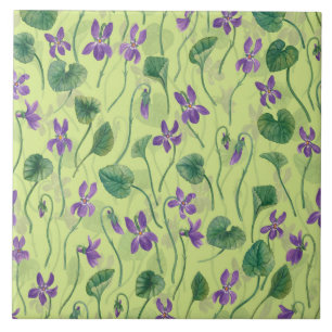 Azulejo Violetas acuarela sobre rocío de miel