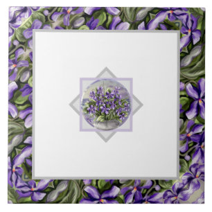 Azulejo violetas en tarro lunar