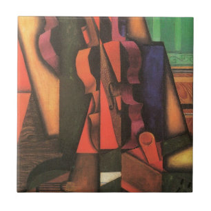 Azulejo Violín y Guitarra de Juan Gris, Arte Cubista Vinta