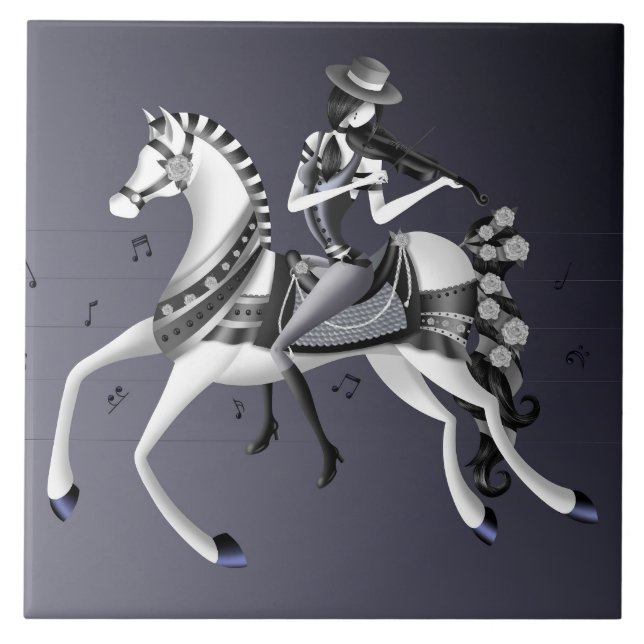 Azulejo Violinista de equitación (Frente)