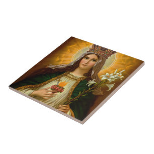 Azulejo Virgen María Corazón Inmaculado Reina del Cielo