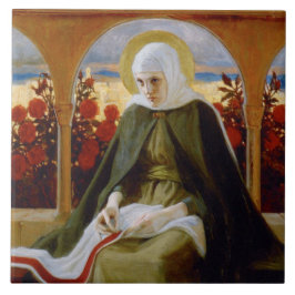 Azulejo Virgen María en el Jardín Rosa (Albert Edelfelt)
