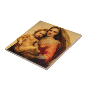 Azulejo Virgen María y Niño por Rafael Santi Arte Católico