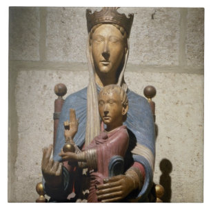 Azulejo Virgen y niño, (madera policroma)