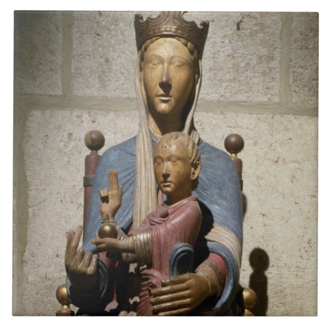 Azulejo Virgen y niño, (madera policroma) (Frente)
