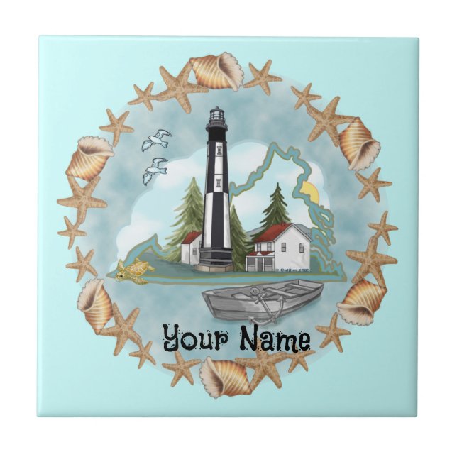 Azulejo Virginia Shells Lighthouse Tile (Frente)