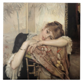 Azulejo Virginie (La mujer parisina) (de Albert Edelfelt)