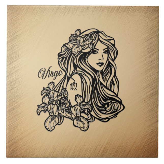 Azulejo Virgo Placas De Papel Rústico Virgen Zodiaco (Frente)