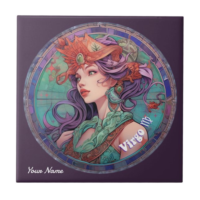 Azulejo Virgo Zodiac personalizado (Frente)