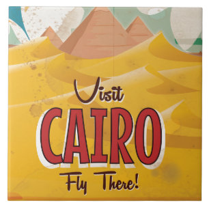 Azulejo Visita el Cairo poster de viajes vintage de Egipto