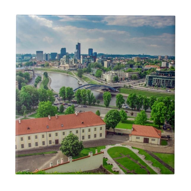 Azulejo Vista aérea de Vilnius, Lituania (Frente)
