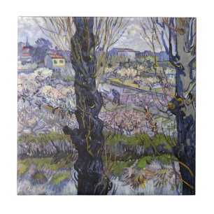 Azulejo Vista de Arles de Van Gogh Huertos en Flor Arte