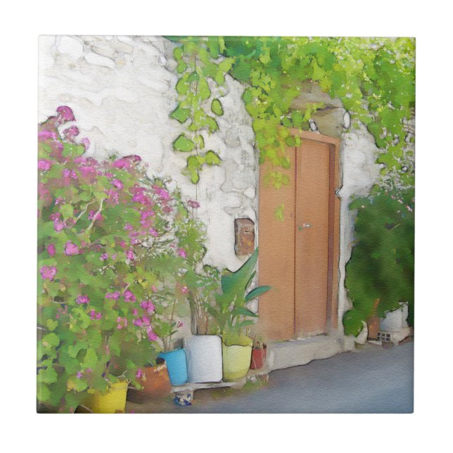 Azulejo Vista de calle acuarela (Frente)