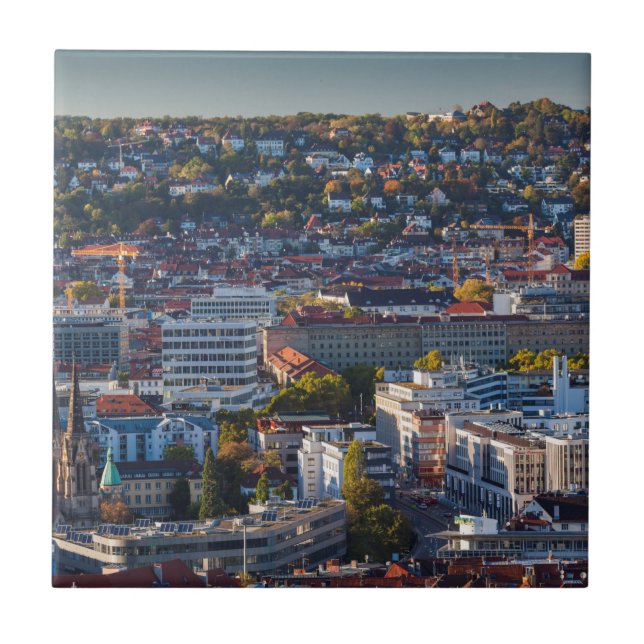 Azulejo Vista de ciudad elevada de Stuttgart (Frente)