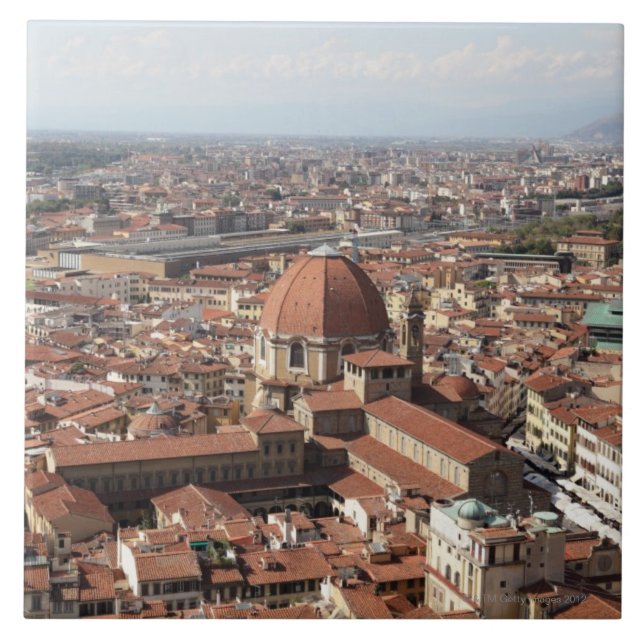 Azulejo Vista de Florencia, Italia desde arriba del (Frente)