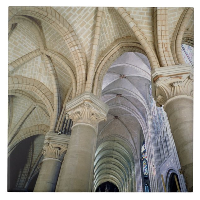 Azulejo Vista de la bóveda en el ambulatorio, c.1140-44 (Frente)