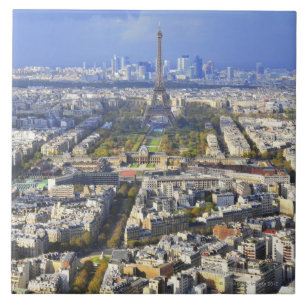 Azulejo Vista de París con la defensa de la torre Eiffel