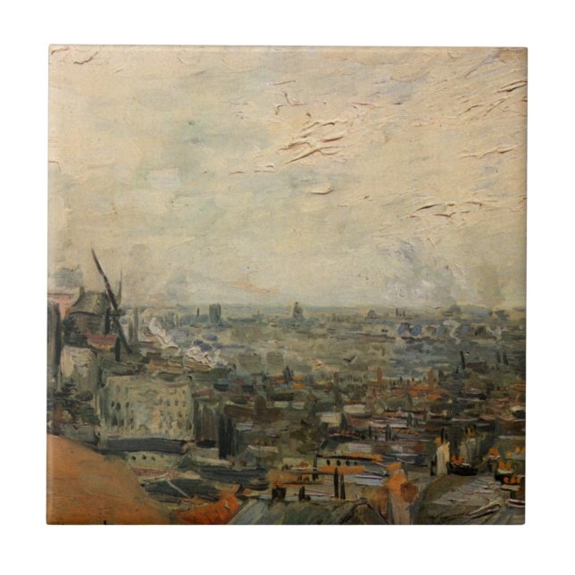 Azulejo Vista de París desde Montmartre por Vincent van Go (Frente)