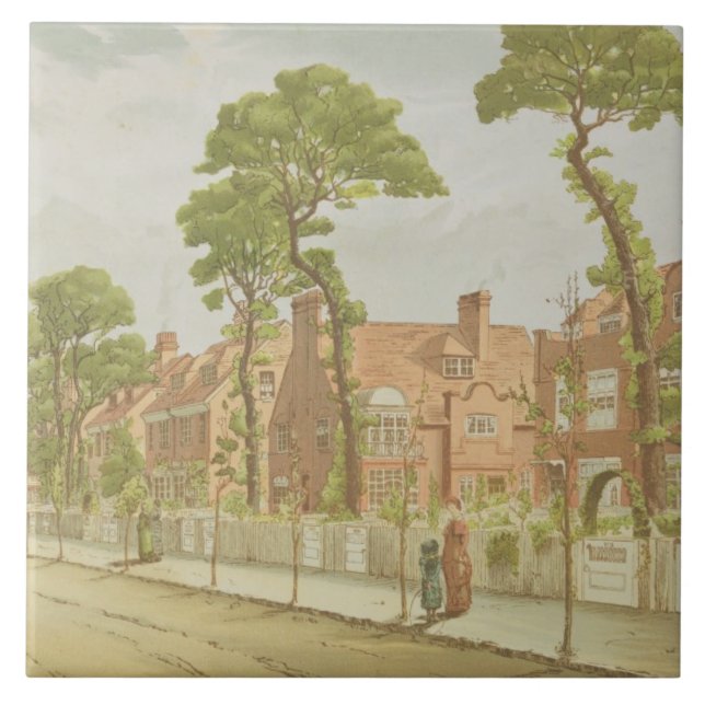 Azulejo Vista del parque de Bedford, 1882 (litho del (Frente)