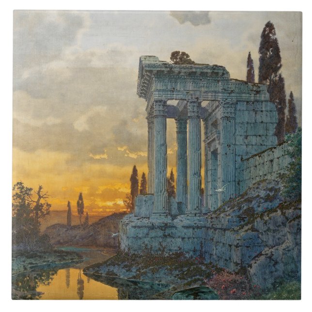 Azulejo Vista del sur de Italia con antiguas ruinas romana (Frente)