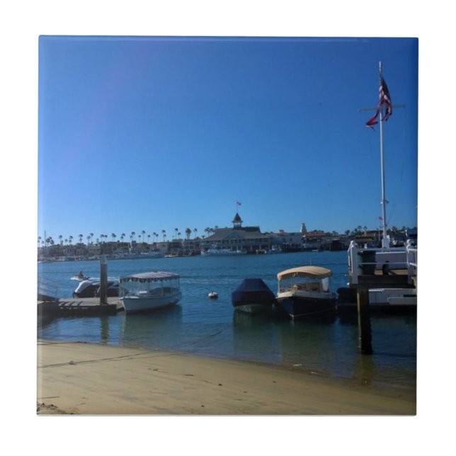 Azulejo Vista desde la isla de Balboa, Newport Beach, Cali (Frente)