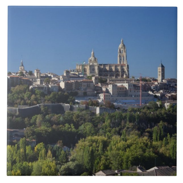Azulejo Vista elevada de la ciudad con la Catedral de Sego (Frente)