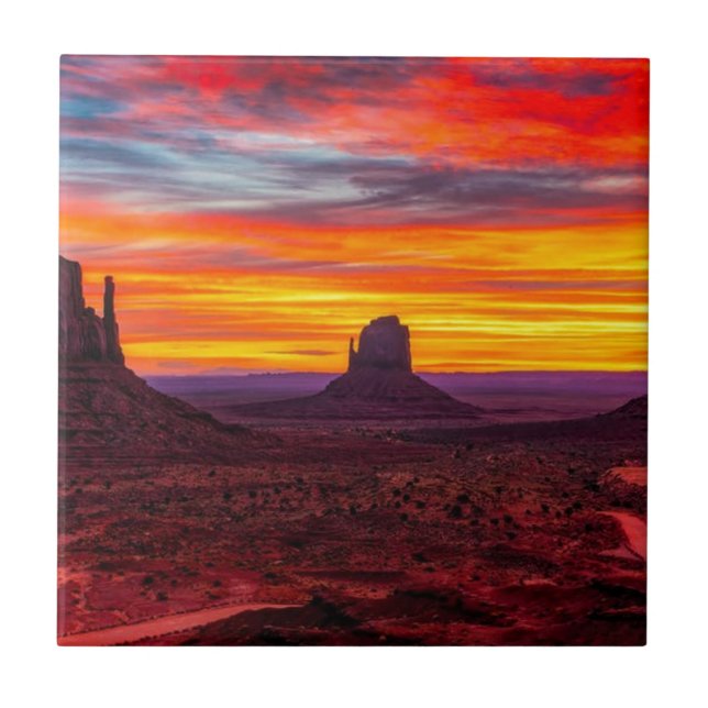 Azulejo Vista panorámica del atardecer sobre el mar (Frente)