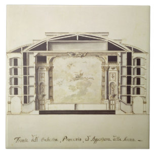 Azulejo Vista seccionada transversalmente de un teatro en